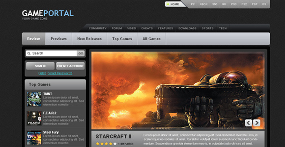 Free Gaming Portal Template Free Gaming Portal Template